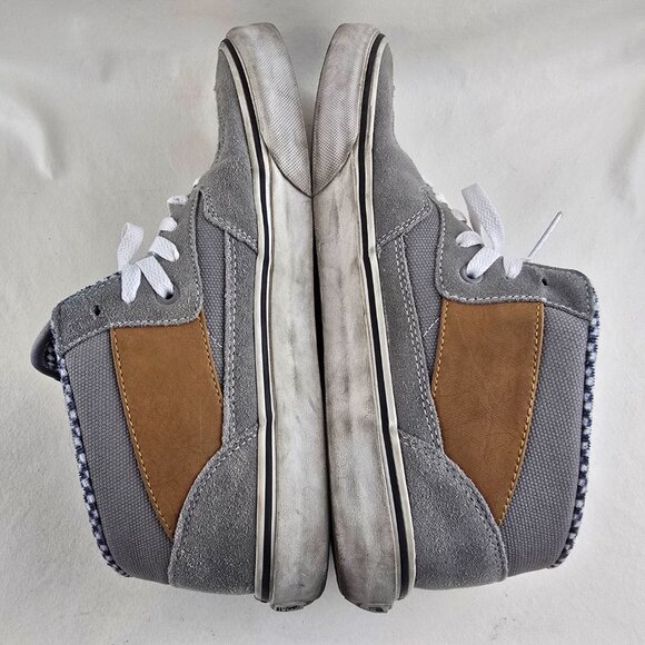 Vans Half Cab Mens 11 Gray Suede Canvas Skate Shoes Checker Steve Caballero - Picture 8 of 10